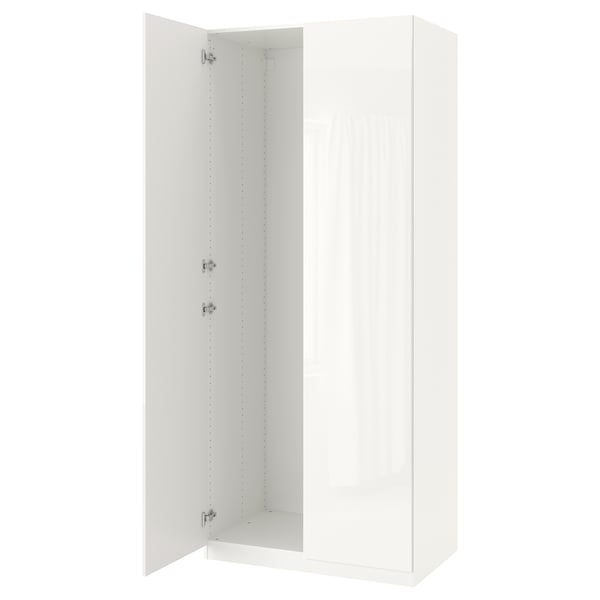 PAX / FARDAL wardrobe combination, white/high-gloss/white, 100x60x236 cm