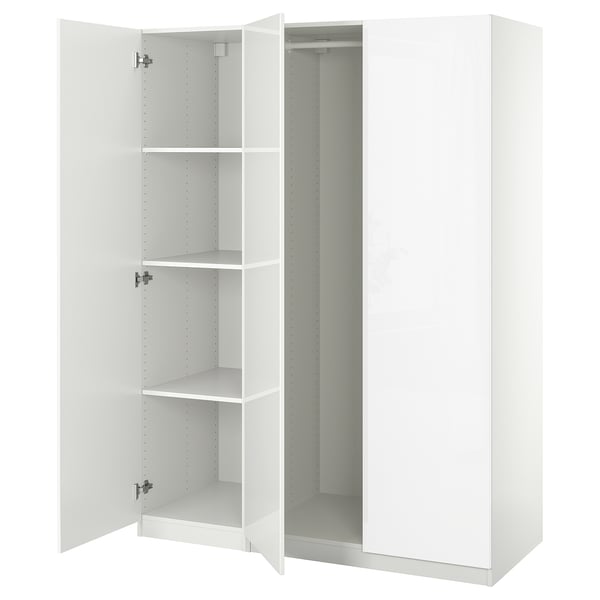 PAX / FARDAL wardrobe combination, white/high-gloss white, 150x60x201 cm