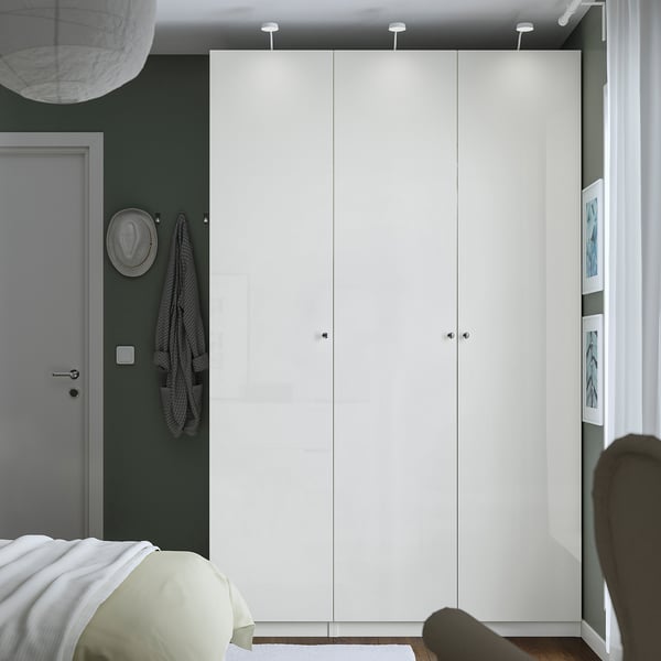 PAX / FARDAL wardrobe combination, white/high-gloss white, 150x60x236 cm