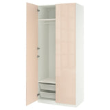 PAX / FARDAL wardrobe combination, white/high-gloss light orange, 100x60x236 cm