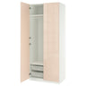 PAX / FARDAL wardrobe combination, white/high-gloss light orange, 100x60x236 cm