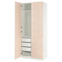 PAX / FARDAL wardrobe combination, white/high-gloss light orange, 100x60x236 cm