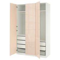 PAX / FARDAL wardrobe combination, white/high-gloss light orange, 150x60x236 cm
