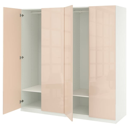 PAX / FARDAL - Wardrobe combination, white/high gloss salmon, 200x60x201 cm - Width: 200.0 cmDepth: 60.0 cmHeight: 201.2 cm
