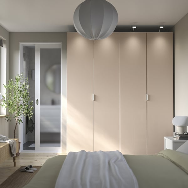 PAX / FARDAL Wardrobe combination, white/glossy salmon, 200x60x236 cm