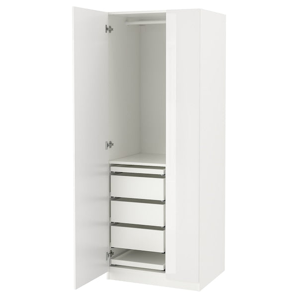 PAX / FARDAL - Wardrobe combination, glossy/white,75x60x201 cm