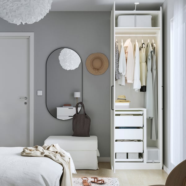 PAX / FARDAL wardrobe combination, high-gloss/white, 75x60x236 cm