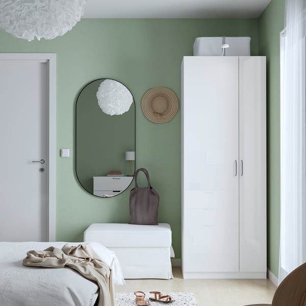 PAX / FARDAL wardrobe combination, high-gloss/white, 75x60x201 cm