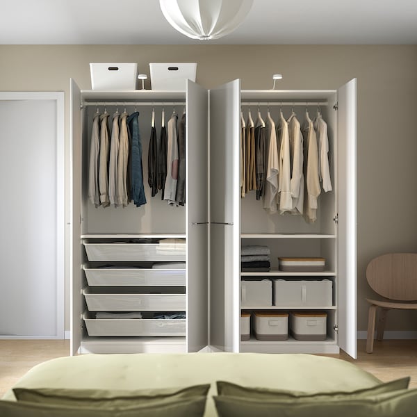 PAX / FARDAL - Wardrobe, white/glossy light grey,200x60x201 cm