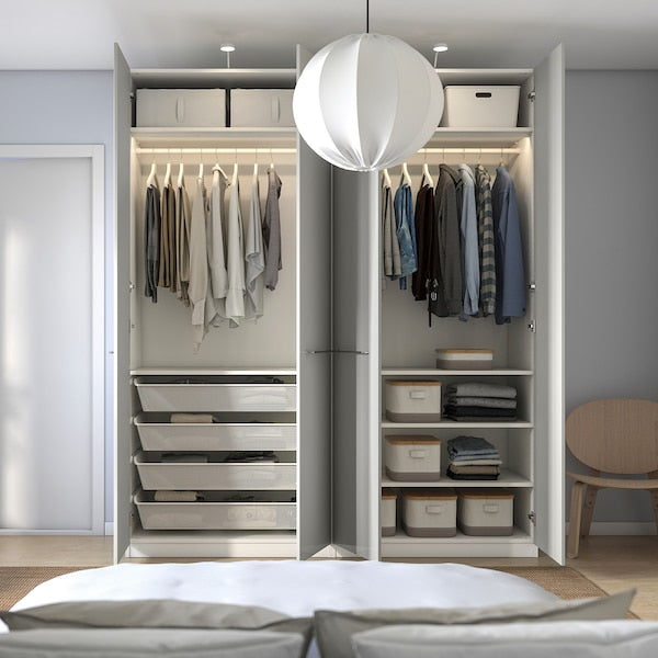 PAX / FARDAL - Wardrobe, white/glossy light grey,200x60x236 cm