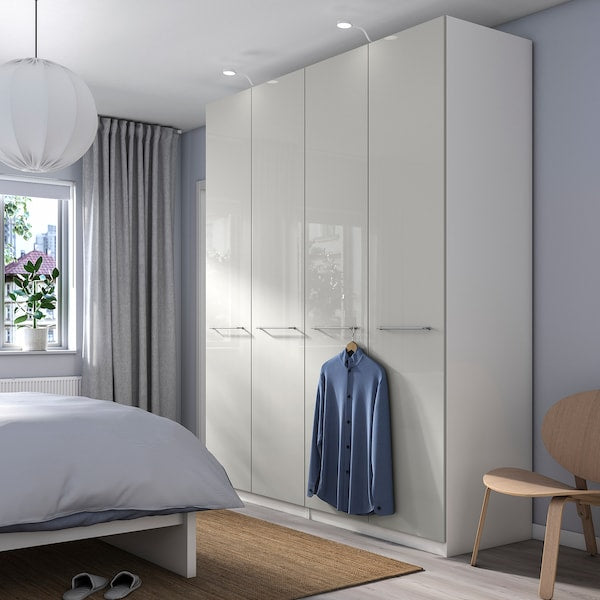 PAX / FARDAL - Wardrobe, white/glossy light grey,200x60x236 cm