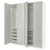 PAX / FARDAL wardrobe, white/high-gloss light grey, 200x60x236 cm