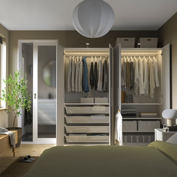 PAX / FARDAL - Wardrobe, white/glossy light grey,200x60x201 cm
