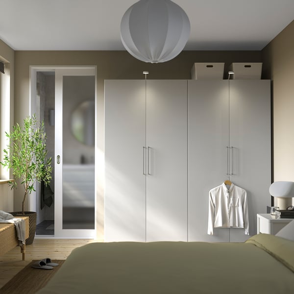 PAX / FARDAL - Wardrobe, white/glossy light grey,200x60x201 cm