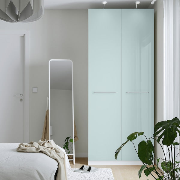 PAX / FARDAL - Wardrobe, white/glossy/light grey blue,100x60x236 cm