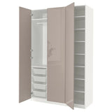 PAX / FARDAL wardrobe, white/high-gloss dark beige, 150x60x236 cm