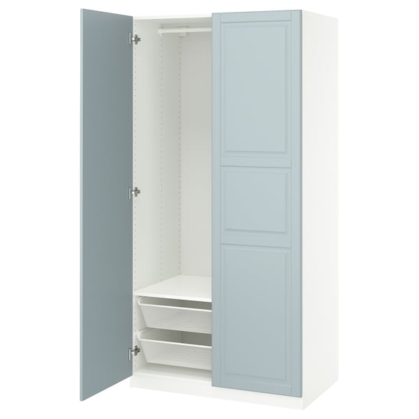 PAX / FJÄREHALS - Wardrobe combination, white/grey-blue,100x60x201 cm