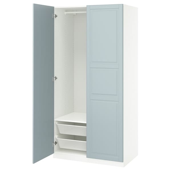 PAX / FJÄREHALS - Wardrobe combination, white/grey-blue,100x60x201 cm