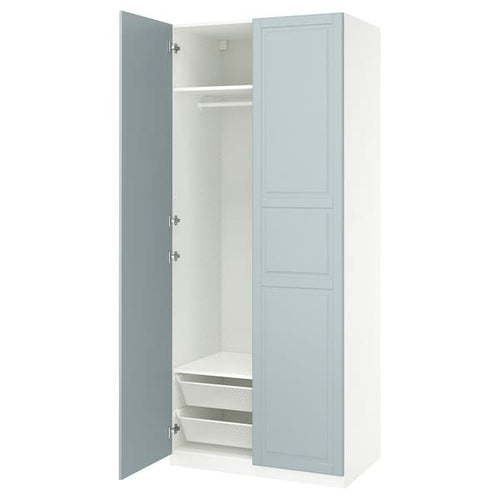 PAX / FJÄREHALS - Wardrobe combination, white/grey-blue,100x60x236 cm