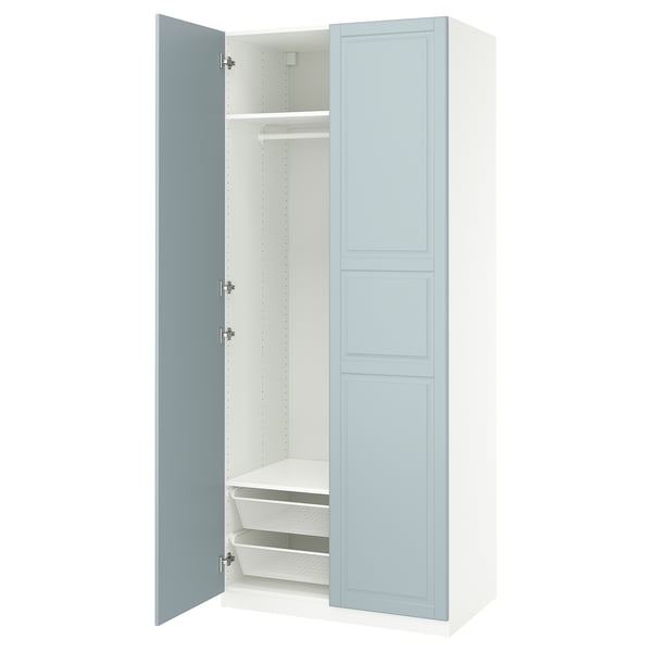 PAX / FJÄREHALS - Wardrobe combination, white/grey-blue,100x60x236 cm