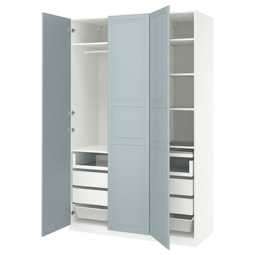 PAX / FJÄREHALS - Wardrobe combination, white/grey-blue,150x60x236 cm