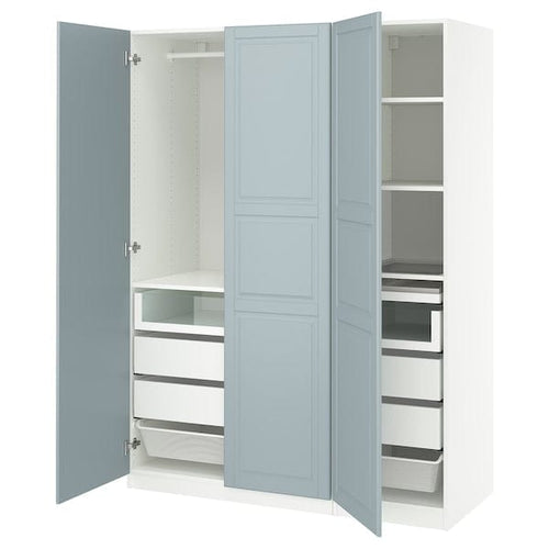 PAX / FJÄREHALS - Wardrobe combination, white/grey-blue,150x60x201 cm