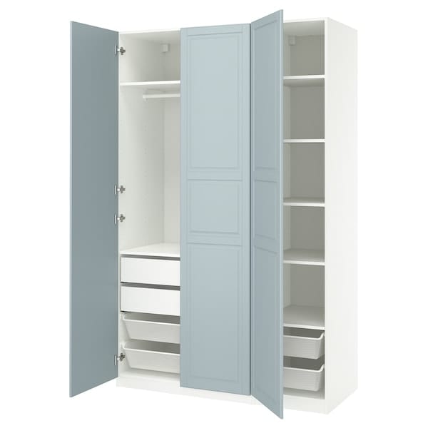 PAX / FJÄREHALS - Wardrobe combination, white/grey-blue,150x60x236 cm