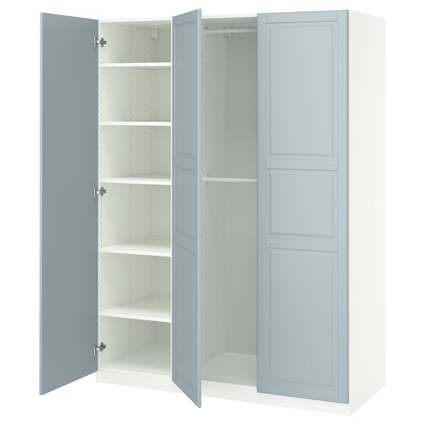 PAX / FJÄREHALS - Wardrobe combination, white/grey-blue,150x60x201 cm