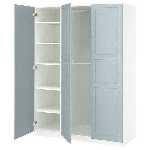 PAX / FJÄREHALS - Wardrobe combination, white/grey-blue,150x60x201 cm