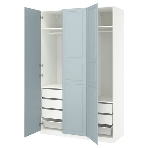 PAX / FJÄREHALS - Wardrobe combination, white/grey-blue,150x60x236 cm