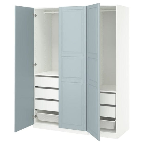 PAX / FJÄREHALS - Wardrobe combination, white/grey-blue,150x60x201 cm