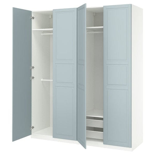 PAX / FJÄREHALS - Wardrobe combination, white/grey-blue,200x60x236 cm