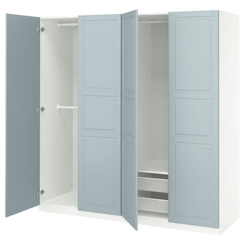 PAX / FJÄREHALS - Wardrobe combination, white/grey-blue,200x60x201 cm