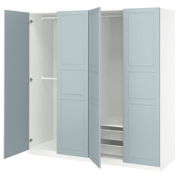 PAX / FJÄREHALS - Wardrobe combination, white/grey-blue,200x60x201 cm