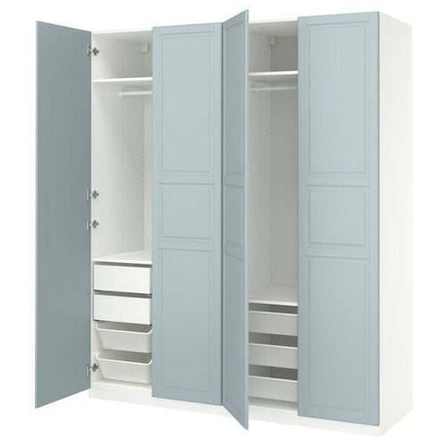 PAX / FJÄREHALS - Wardrobe combination, white/grey-blue,200x66x236 cm