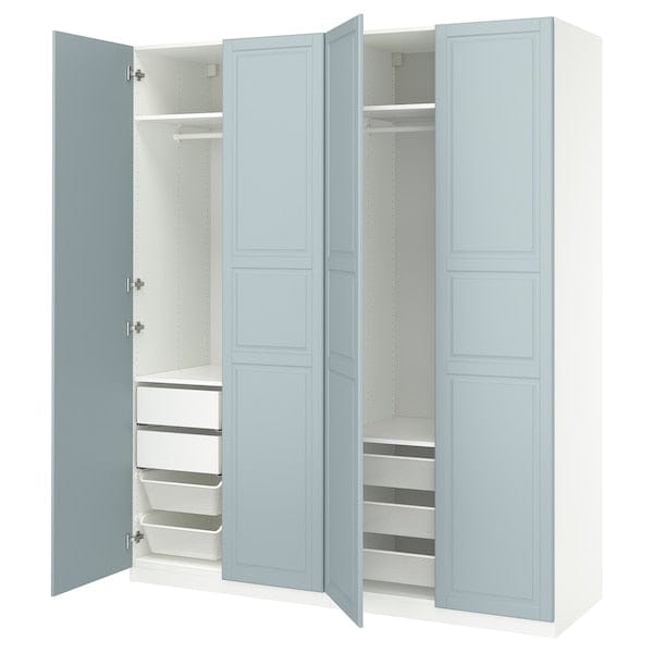 PAX / FJÄREHALS - Wardrobe combination, white/grey-blue,200x66x236 cm