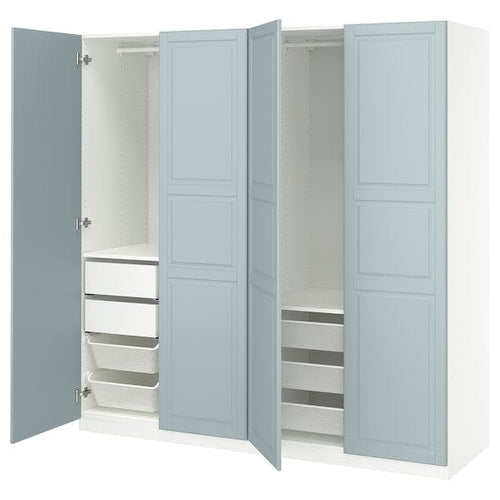 PAX / FJÄREHALS - Wardrobe combination, white/grey-blue,200x66x201 cm