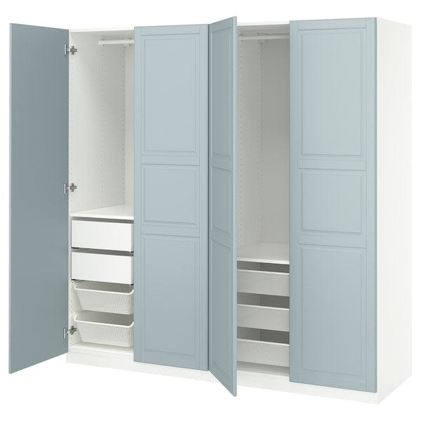 PAX / FJÄREHALS - Wardrobe combination, white/grey-blue,200x66x201 cm