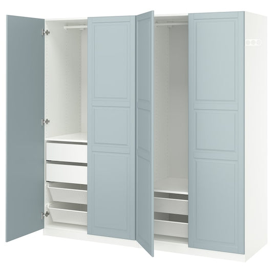 PAX / FJÄREHALS - Wardrobe combination, white/grey-blue,200x60x201 cm