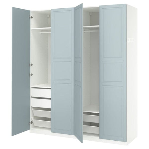 PAX / FJÄREHALS - Wardrobe combination, white/grey-blue,200x60x236 cm