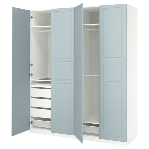 PAX / FJÄREHALS - Wardrobe combination, white/grey-blue,200x60x236 cm