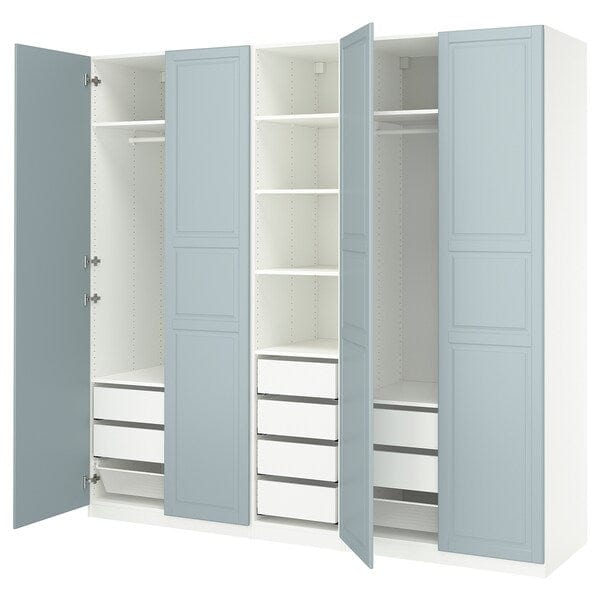 Ikea PAX / FJÄREHALS - Wardrobe combination, white/grey-blue,250x60x236 cm