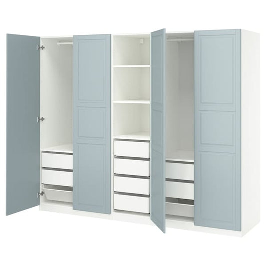 Ikea PAX / FJÄREHALS - Wardrobe combination, white/grey-blue,250x60x201 cm