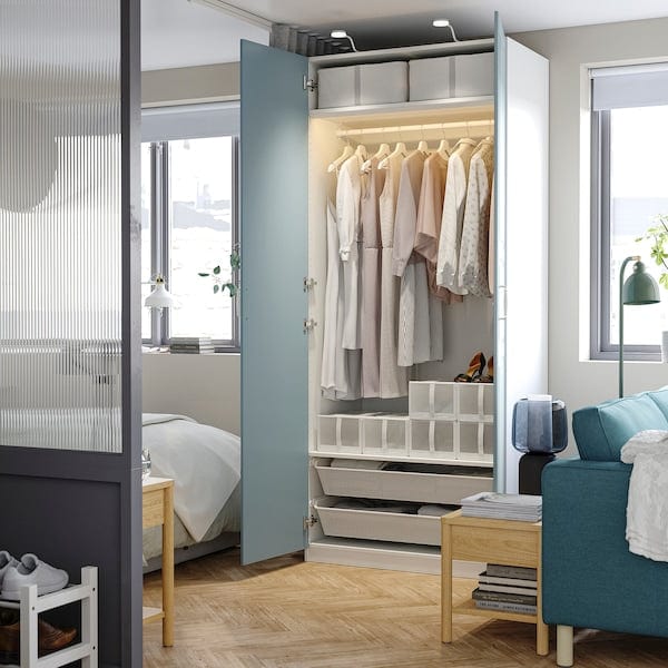 Ikea PAX / FJÄREHALS - Wardrobe combination, white/grey-blue,100x60x236 cm