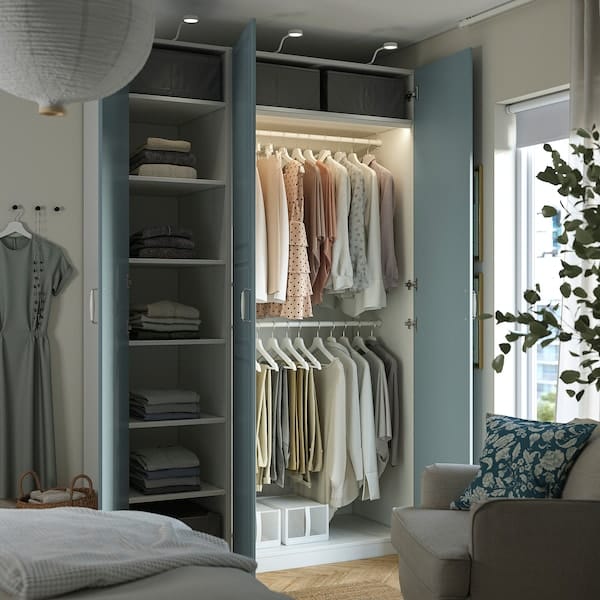 Ikea PAX / FJÄREHALS - Wardrobe combination, white/grey-blue,150x60x236 cm