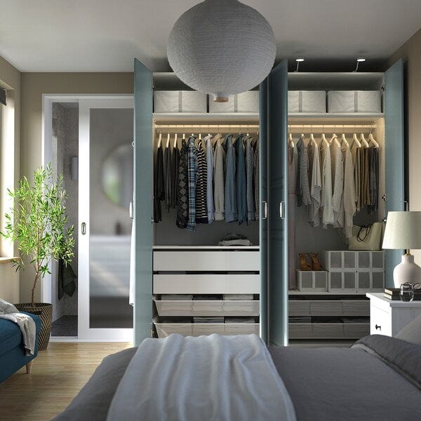 Ikea PAX / FJÄREHALS - Wardrobe combination, white/grey-blue,200x60x236 cm