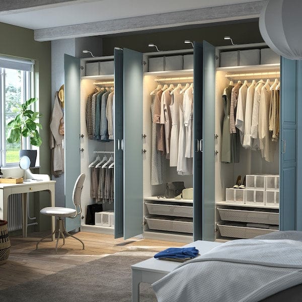 Ikea PAX / FJÄREHALS - Wardrobe combination, white/grey-blue,300x60x236 cm