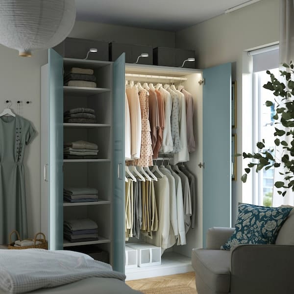 Ikea PAX / FJÄREHALS - Wardrobe combination, white/grey-blue,150x60x201 cm