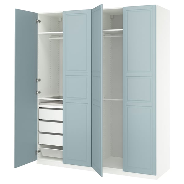PAX / FJÄREHALS - Wardrobe combination, white/grey-blue,200x60x236 cm