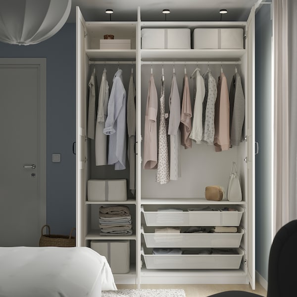 PAX / FLISBERGET - Wardrobe combination, white/light beige,150x60x236 cm